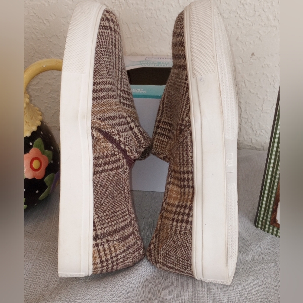 Brown Plaid Slip-On Sneakers - Picture 4 of 8